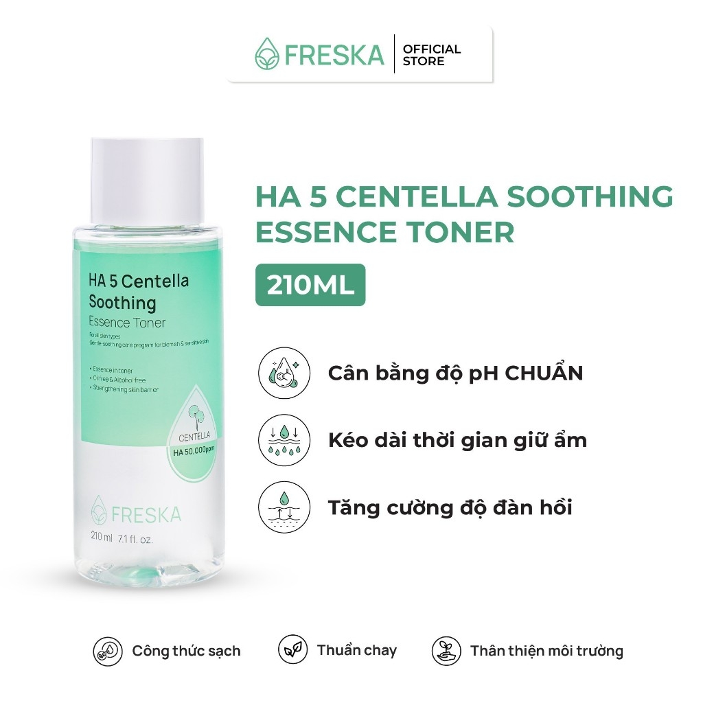 Nước Hoa Hồng Freska HA 5 Centella Soothing Essence Toner 210ml