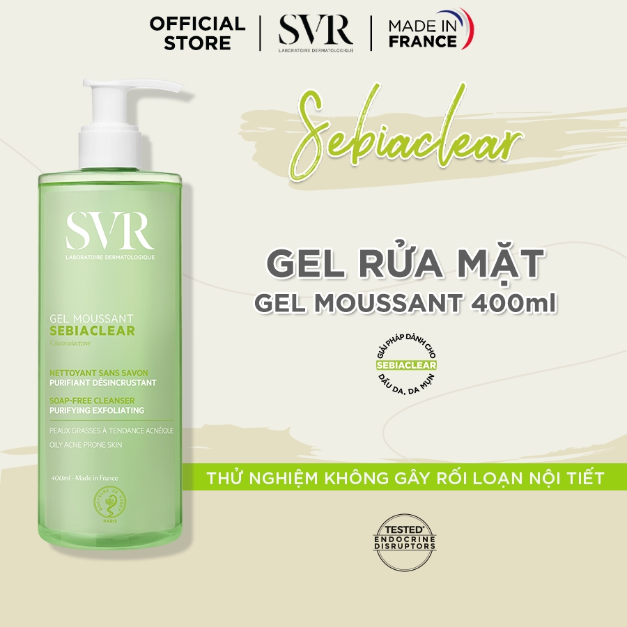Gel Rửa Mặt SVR Sebiaclear Gel Moussant Không Chứa Xà Phòng Dành Cho Da Dầu Nhạy Cảm