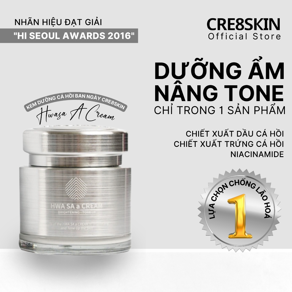 Kem Dưỡng Trắng, Ngăn Ngừa Lão Hóa Chiết Xuất Dầu Cá Hồi Cre8skin Salmon Oil Cream 80g