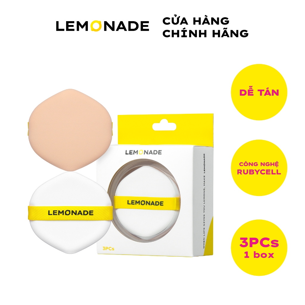 Bộ 3 Bông Phấn Tán Nền Lemonade Cushion Puff Set (3pcs)