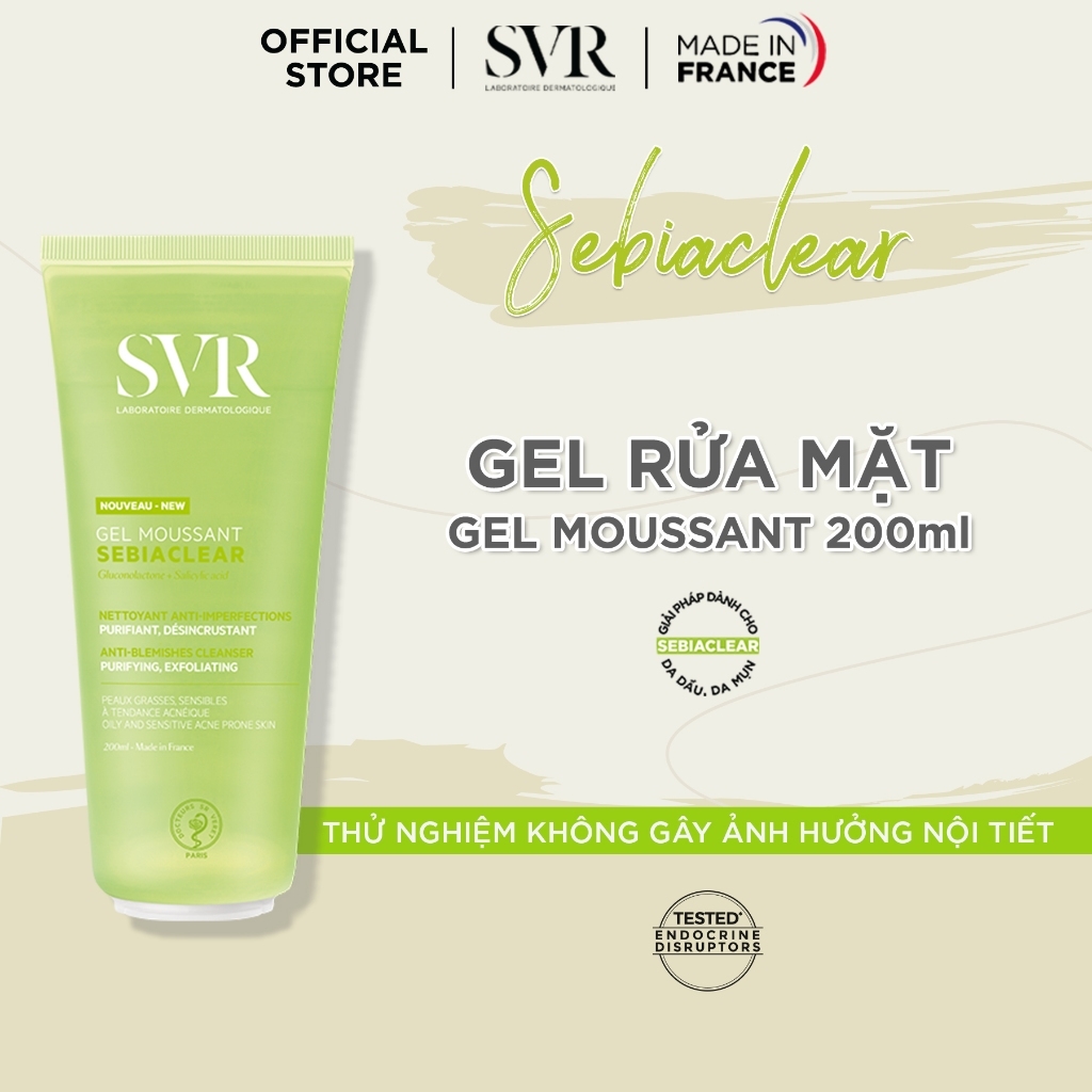 Gel Rửa Mặt SVR Sebiaclear Gel Moussant Không Chứa Xà Phòng Dành Cho Da Dầu Nhạy Cảm