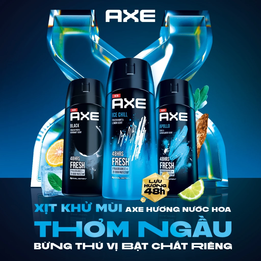 Xịt Ngăn Mùi Toàn Thân Cho Nam Hương Nước Hoa AXE Deodorant Body Spray 135ml