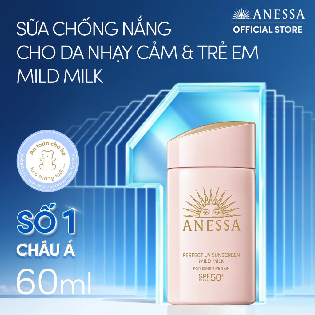 Sữa Chống Nắng Anessa Cho Da Nhạy Cảm Perfect UV Mild Milk SPF50+/PA++++ 60ml