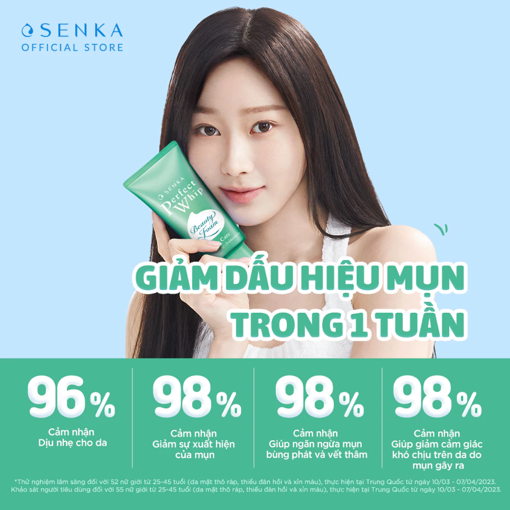 Sữa Rửa Mặt Ngừa Mụn Senka Perfect Whip Acne Care 100g
