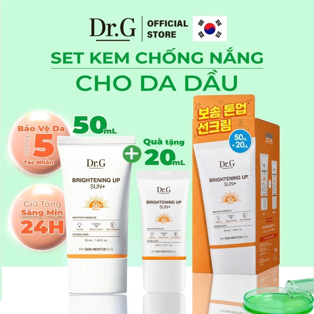Kem Chống Nắng Nâng Tông Dr.G Hỗ Trợ Kiềm Dầu Brightening Up Sun+ SPF50+ PA+++