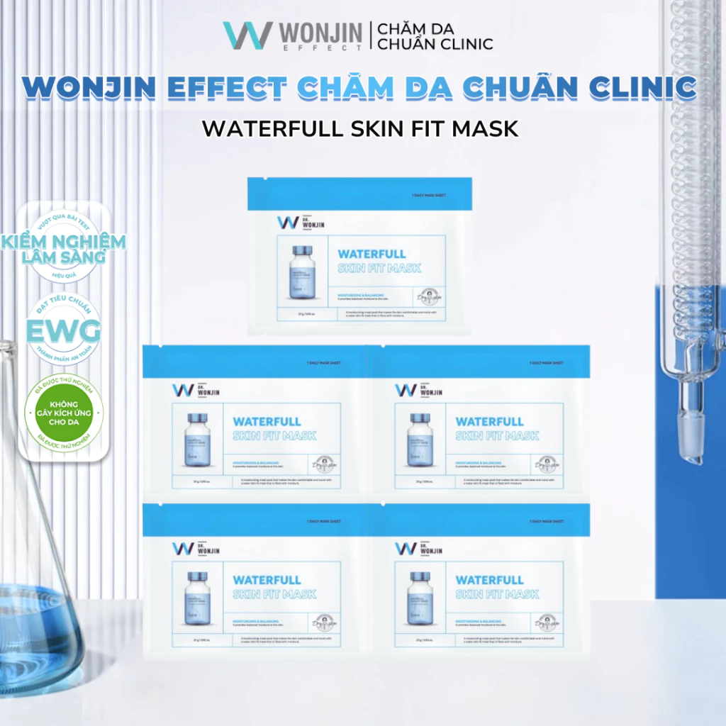 Hộp 5 Mặt Nạ Giúp Giảm Sưng Viêm Mụn WonJin Waterfull Skin Fit Mask 27g x5 Miếng