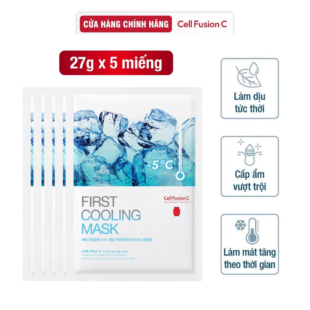 Mặt Nạ Hạ Nhiệt - 5 Độ & Làm Dịu Da Ứng Đỏ Cháy Nắng Cell Fusion C First Cooling Mask 5 Miếng