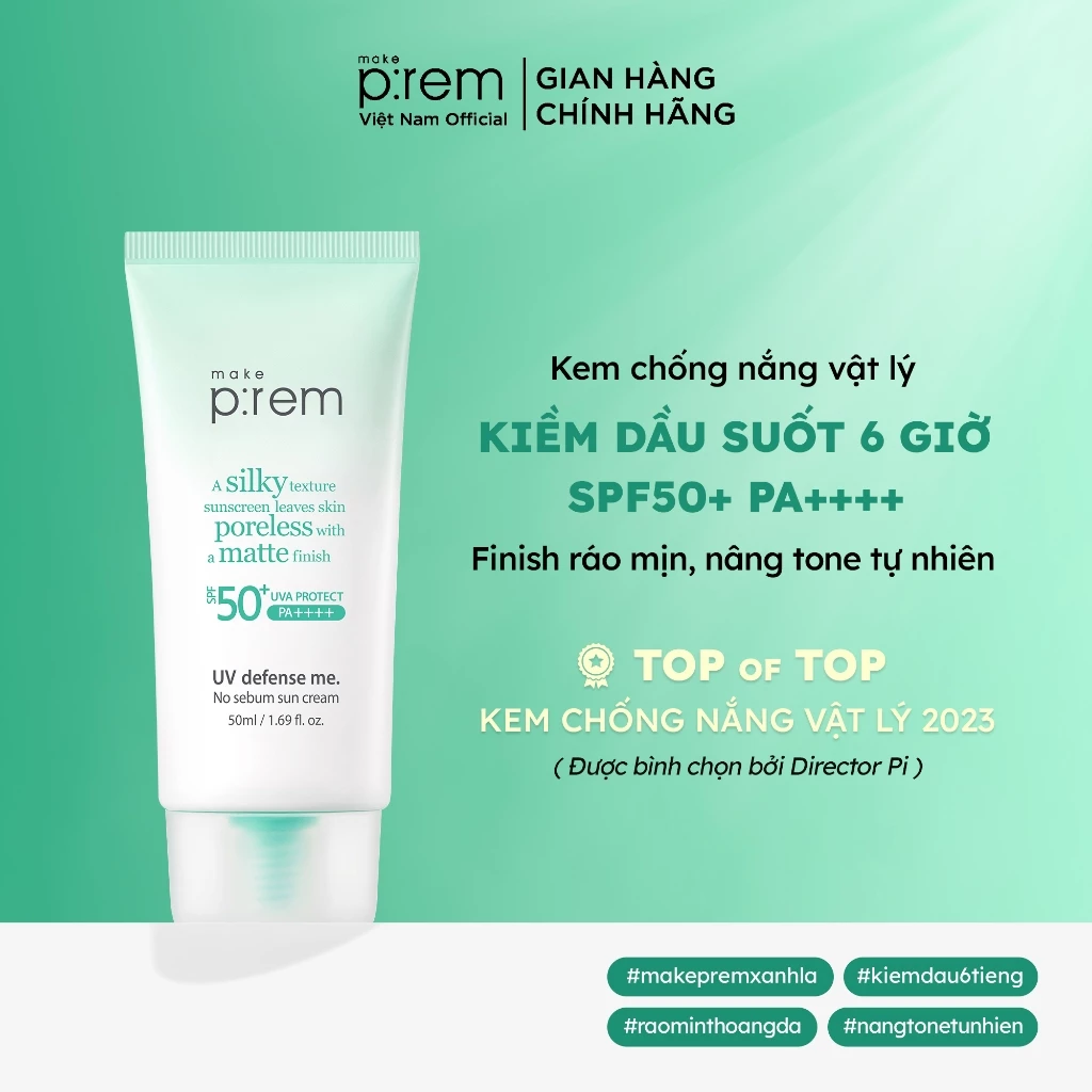 Kem Chống Nắng Make P:rem UV Defense Me No Sebum Sun Cream SPF50+ PA++++ 50ml