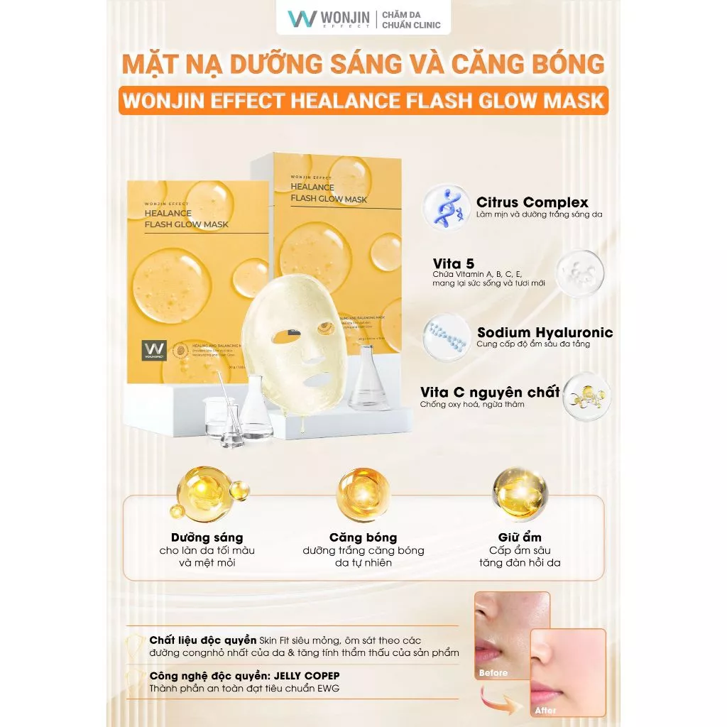Mặt Nạ Giúp Dưỡng Sáng Căng Bóng WonJin Effect Concentrated Essence Mask 30g