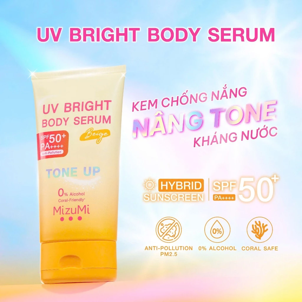 Kem Chống Nắng Nâng Tone MizuMi Uv Bright Body Serum Tone Up 120ml