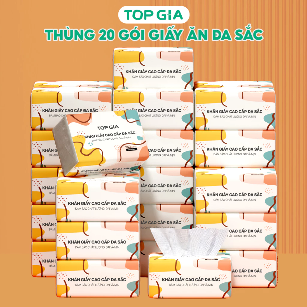 Khăn Giấy Rút Top Gia Cao Cấp Mềm Mịn 240 Tờ (Thùng 20 Gói)