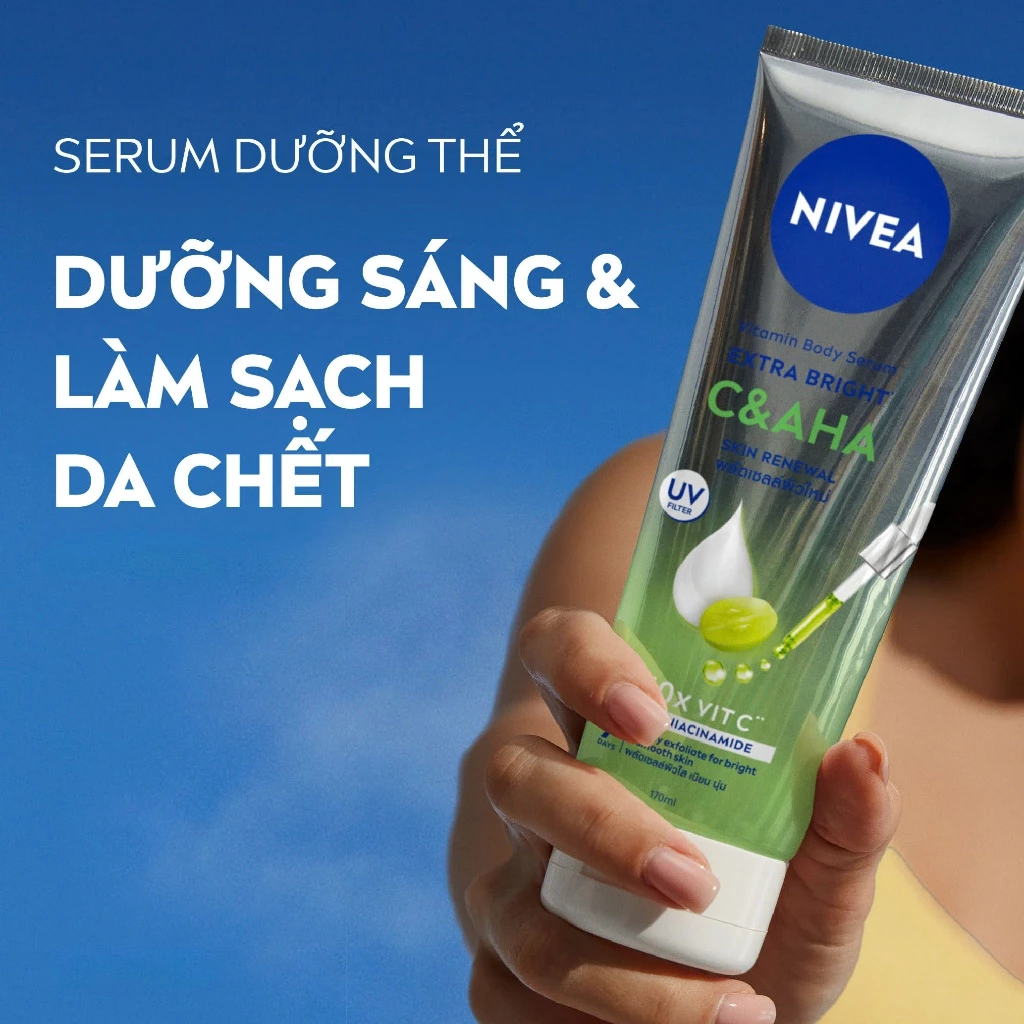 Serum Dưỡng Thể Nivea C & AHA Dưỡng Sáng & Sạch Da Chết 300ml