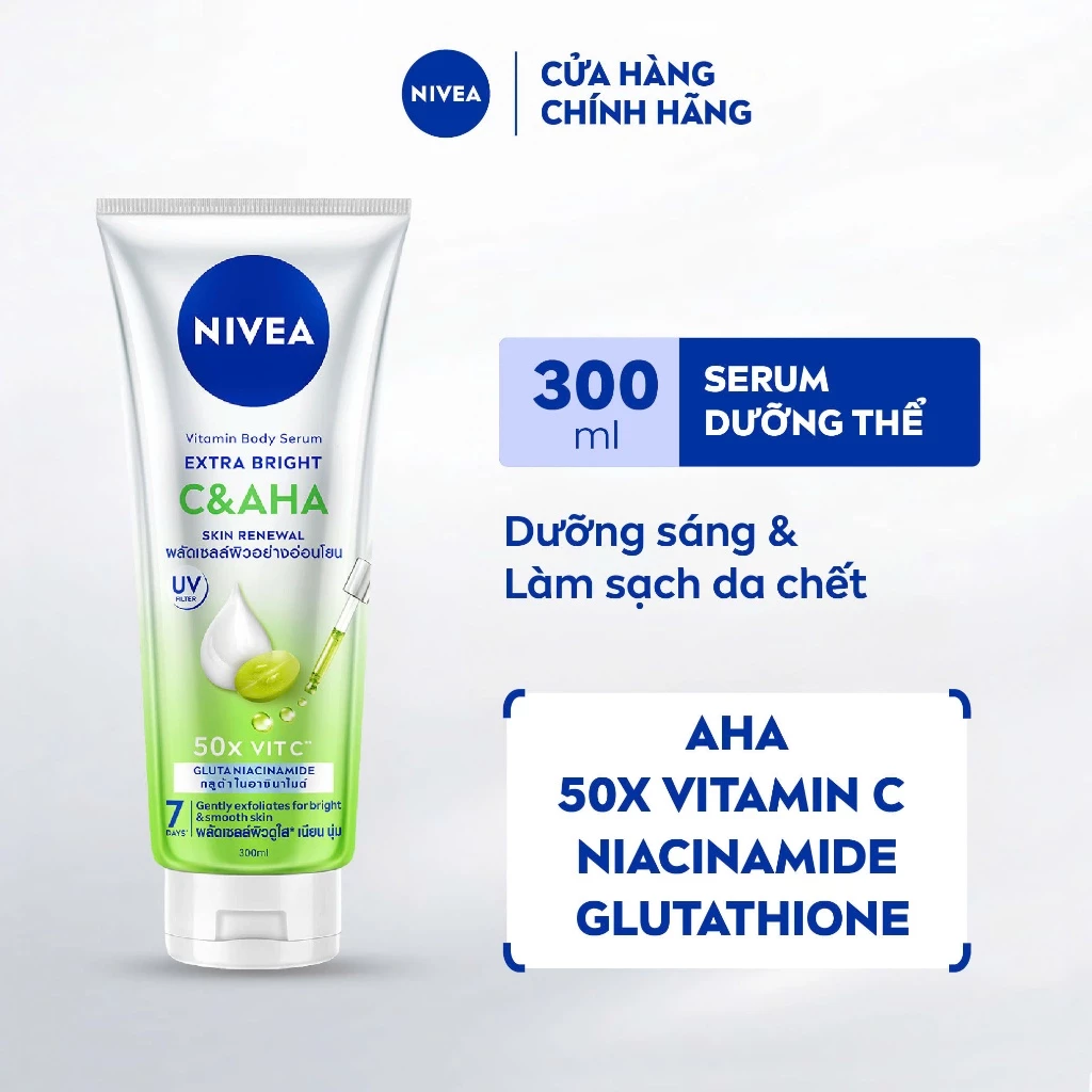 Serum Dưỡng Thể Nivea C & AHA Dưỡng Sáng & Sạch Da Chết 300ml