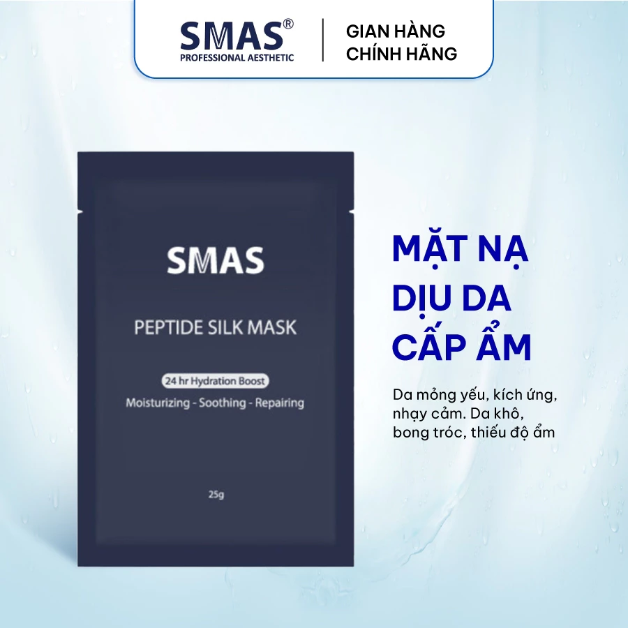 Hộp 10 Mặt Nạ SMAS Peptide Silk Mask Dưỡng Và Phục Hồi Da 25g x 10 Miếng