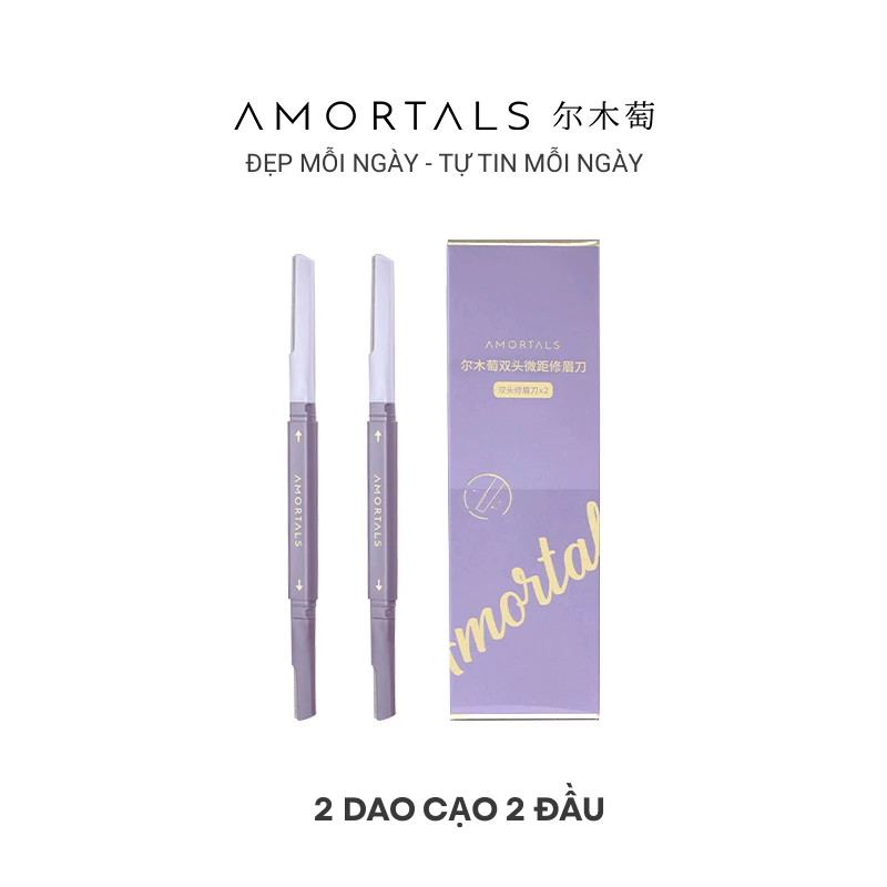 Bộ 2 Dao Cạo Lông Mày Amortals Hai Đầu Tiện Dụng, Dao Tỉa Lông Mày Cạo Râu Tiện Lợi