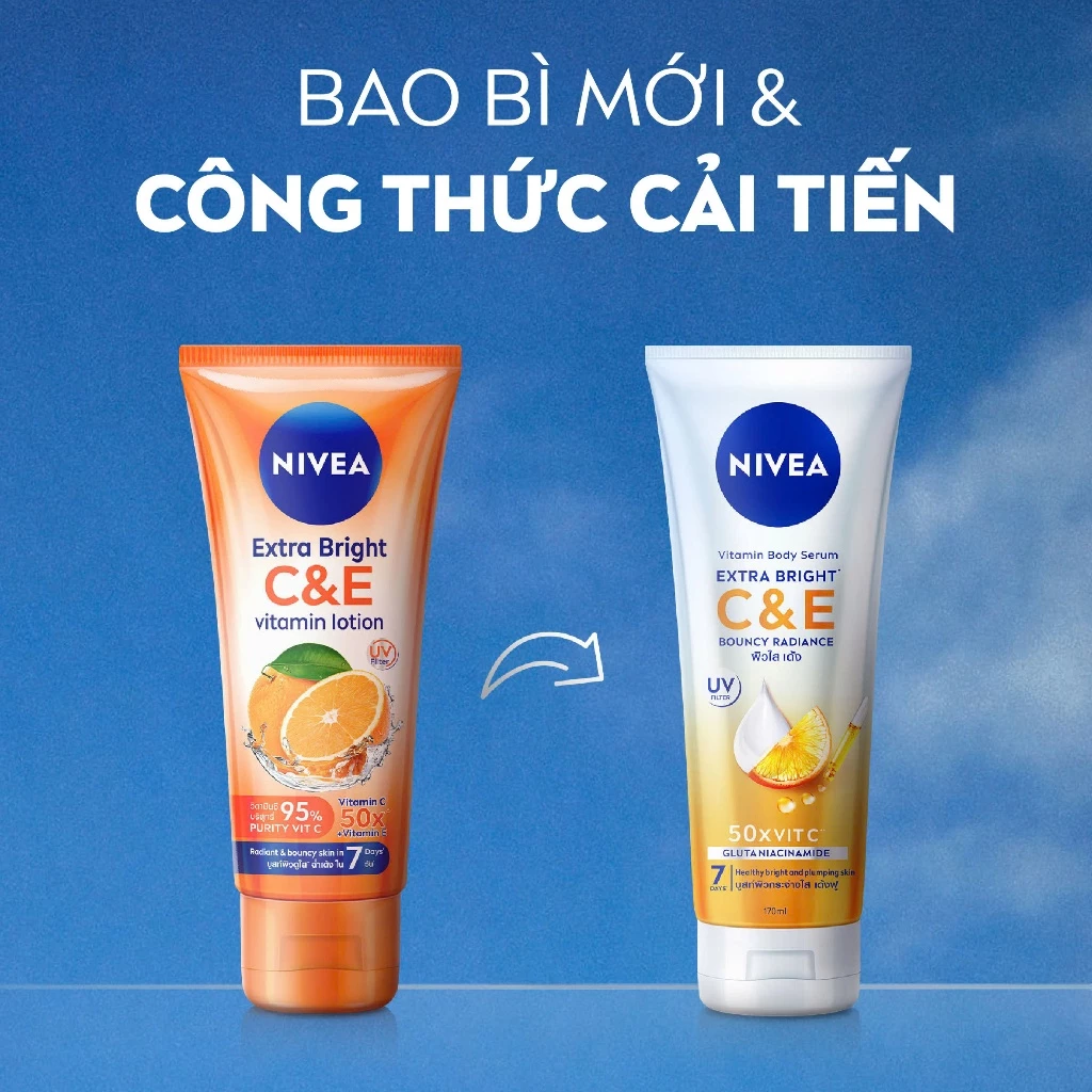 Sữa Dưỡng Thể Nivea Dưỡng Sáng Da Vitamin C & E 170ml