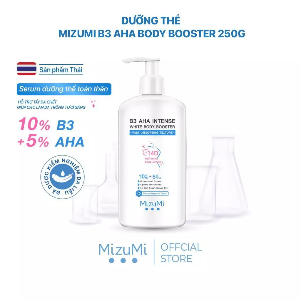 Dưỡng Thể Sáng Da MizuMi B3 AHA Intense White Body Booster 250g