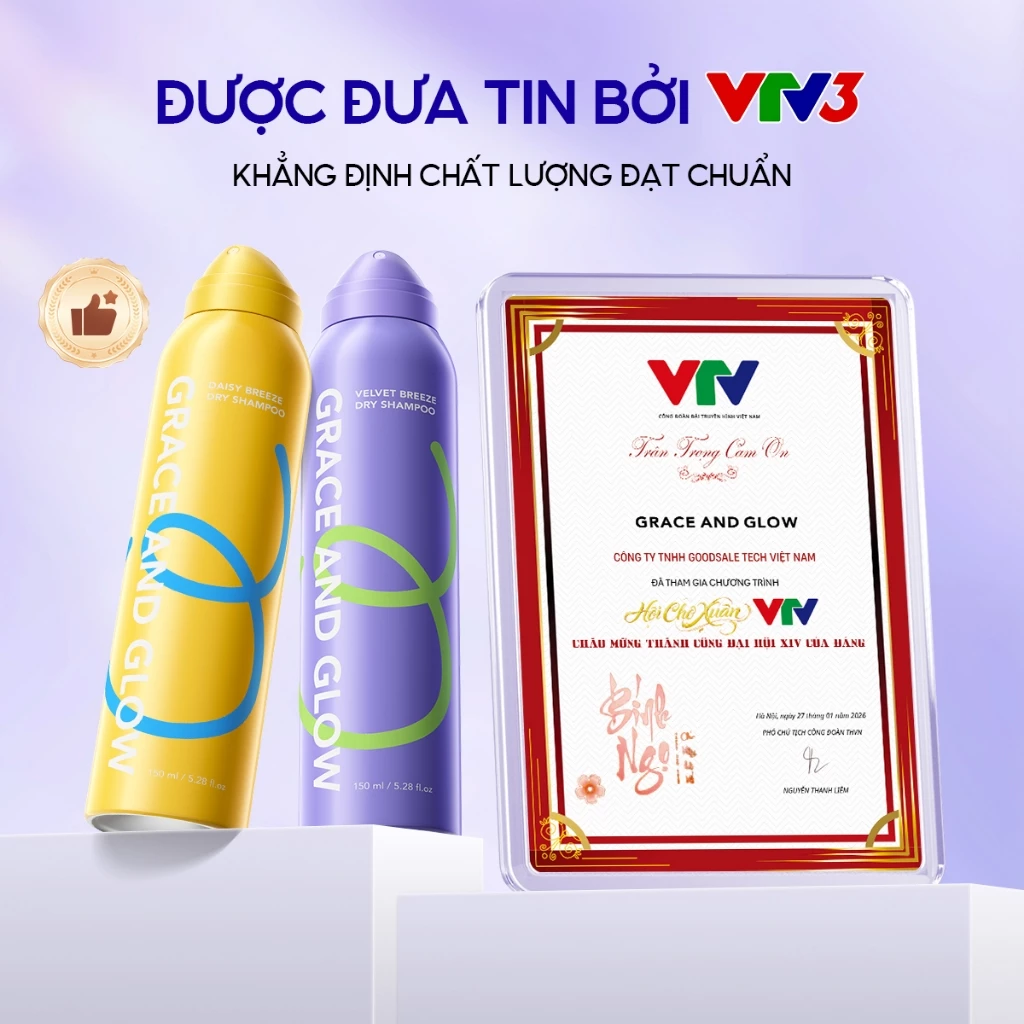 Dầu Gội Khô Giúp Phồng Tóc Grace & Glow Kiềm Dầu Lâu 150ml