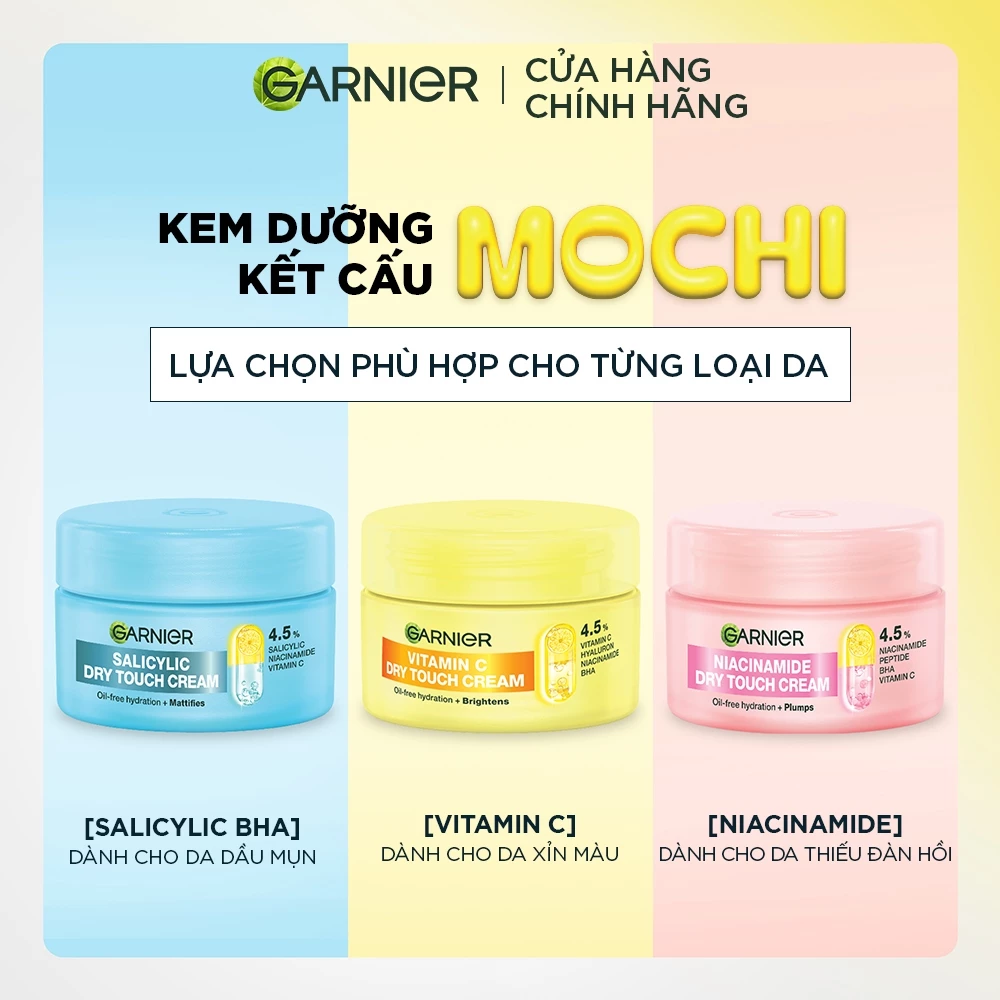 Kem Dưỡng Garnier Vitamin C Dry Touch Cream Sáng Da Mờ Thâm 30ml