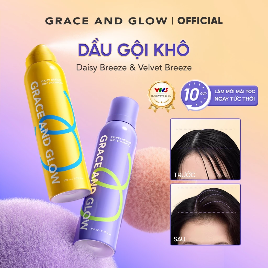 Dầu Gội Khô Giúp Phồng Tóc Grace & Glow Kiềm Dầu Lâu 150ml