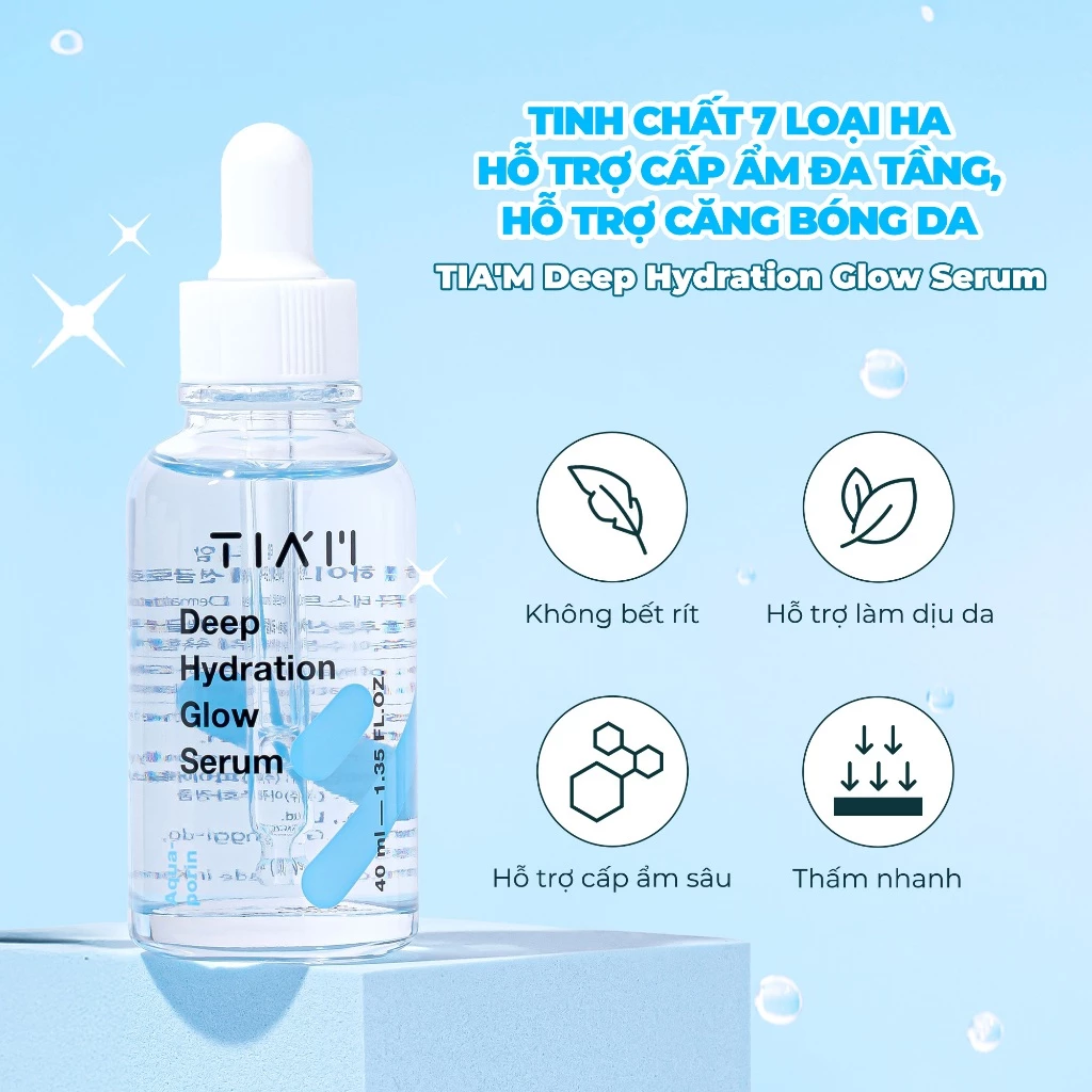 Serum HA Cấp Nước Hỗ Trợ Căng Bóng Ẩm Mịn Da Tiam Deep Hydration Glow 40ml