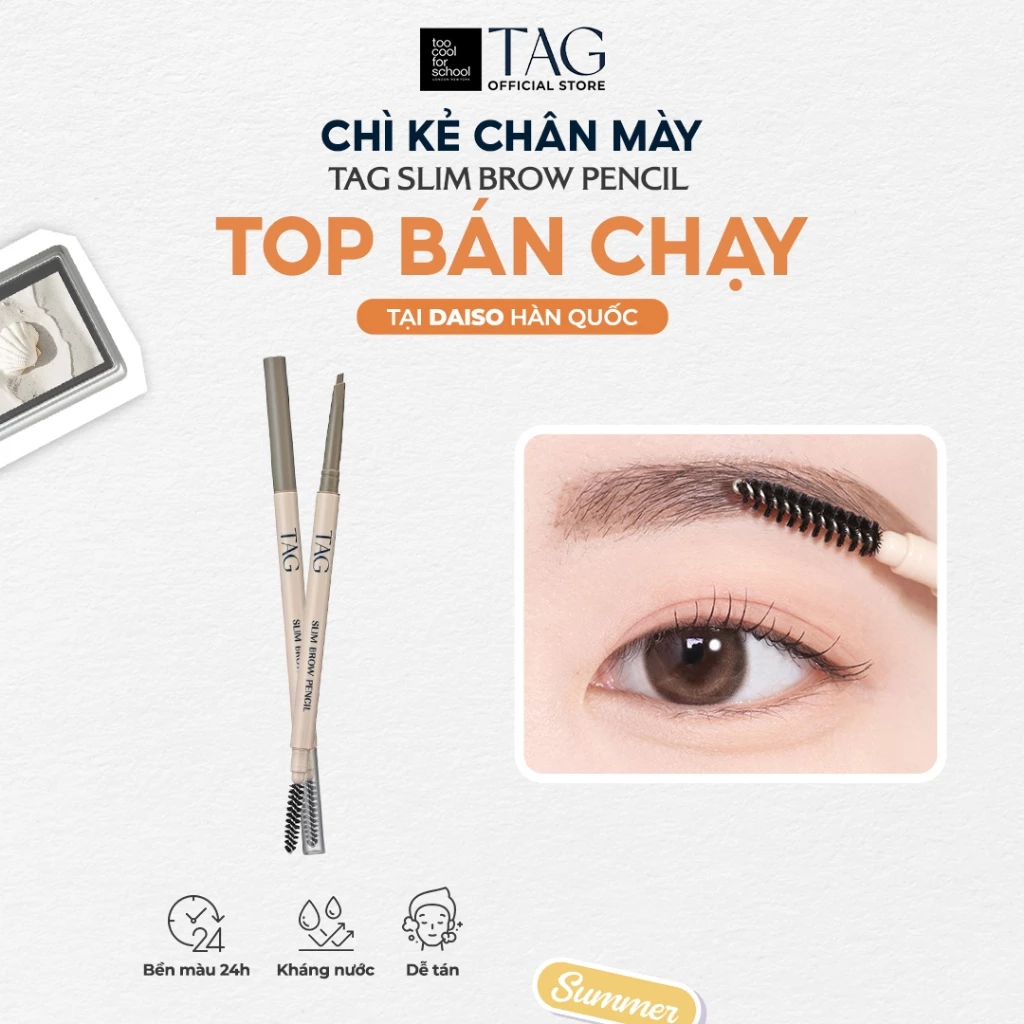 Chì Kẻ Chân Mày Mềm Mịn Lâu Trôi Kháng Nước TAG Slim Brow Pencil 0.06g