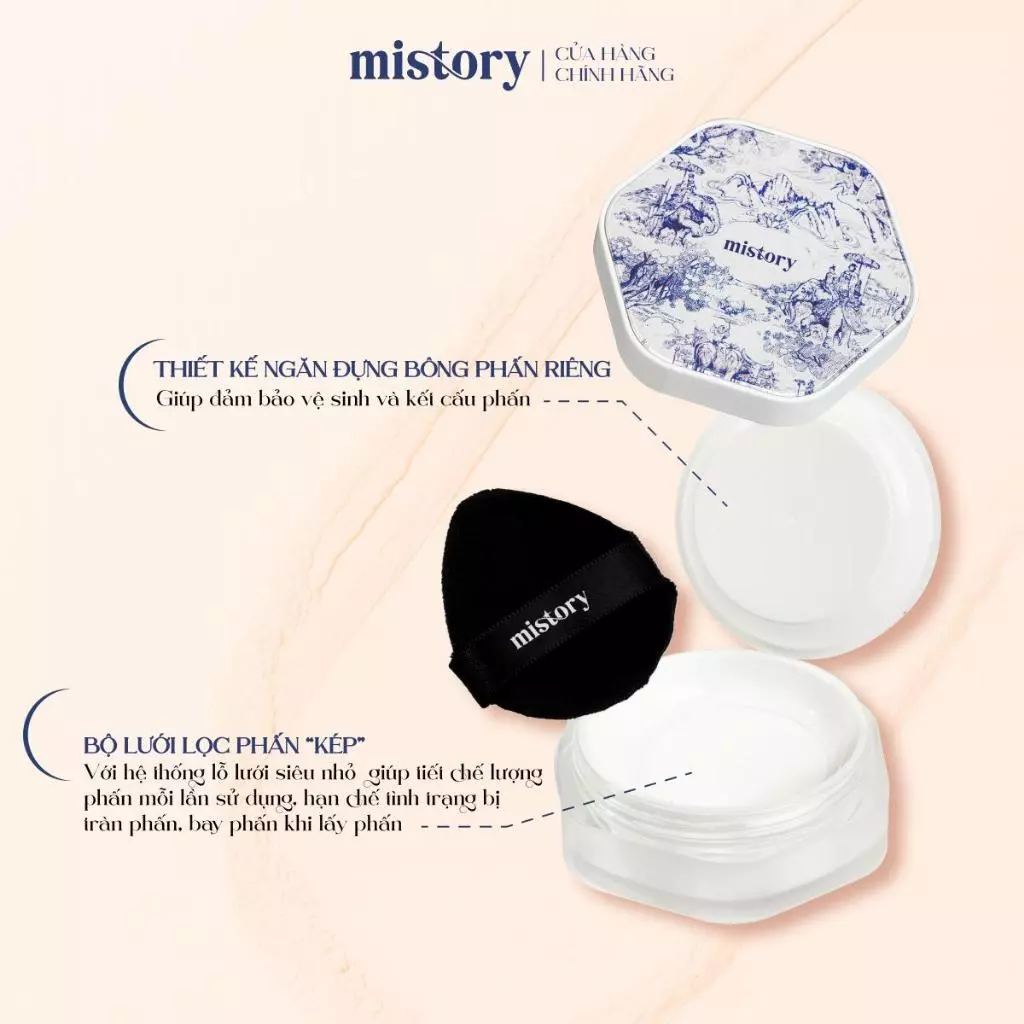 Phấn Phủ Bột Lụa Mistory Hạn Chế Mốc Nền, Kiềm Dầu 8h 9g