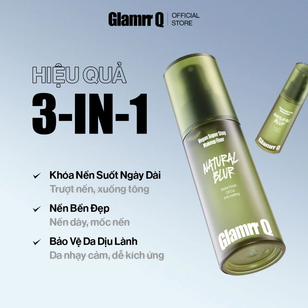 Xịt Khóa Nền Cố Định Glamrr Q Vegan Super Stay Makeup Fixer