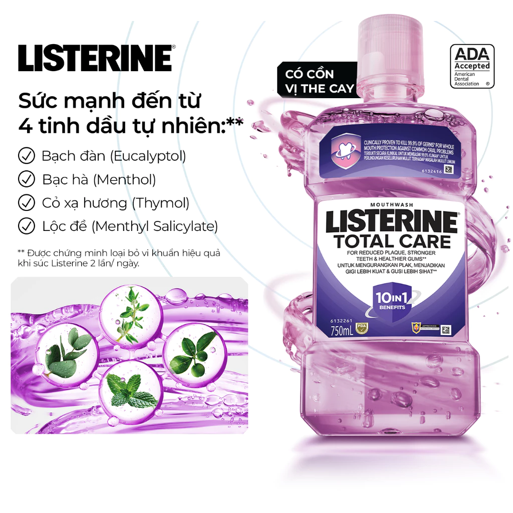 Nước Súc Miệng Chăm Sóc Toàn Diện Listerine Total Care Mouthwash 250ml