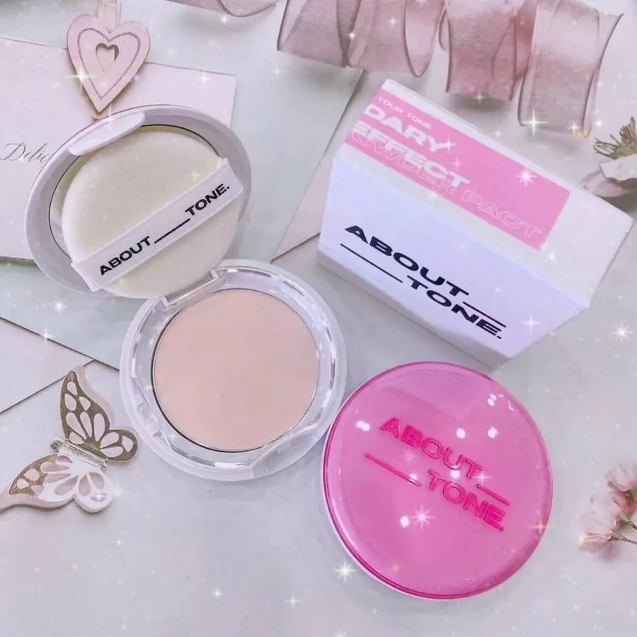 Phấn Phủ Dạng Nén About Tone Glow Căng Bóng Lâu Trôi Mịn Da Che Phủ Nhẹ Đều Màu Da 9g