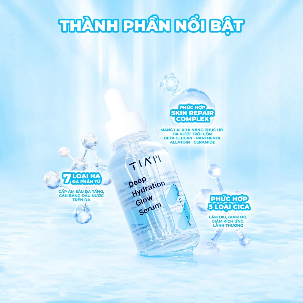 Serum HA Cấp Nước Hỗ Trợ Căng Bóng Ẩm Mịn Da Tiam Deep Hydration Glow 40ml