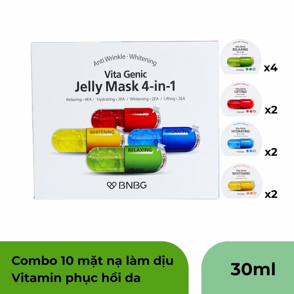 Hộp 10 Miếng Mặt Nạ BNBG Vita Genic Jelly Mask 4-In-1
