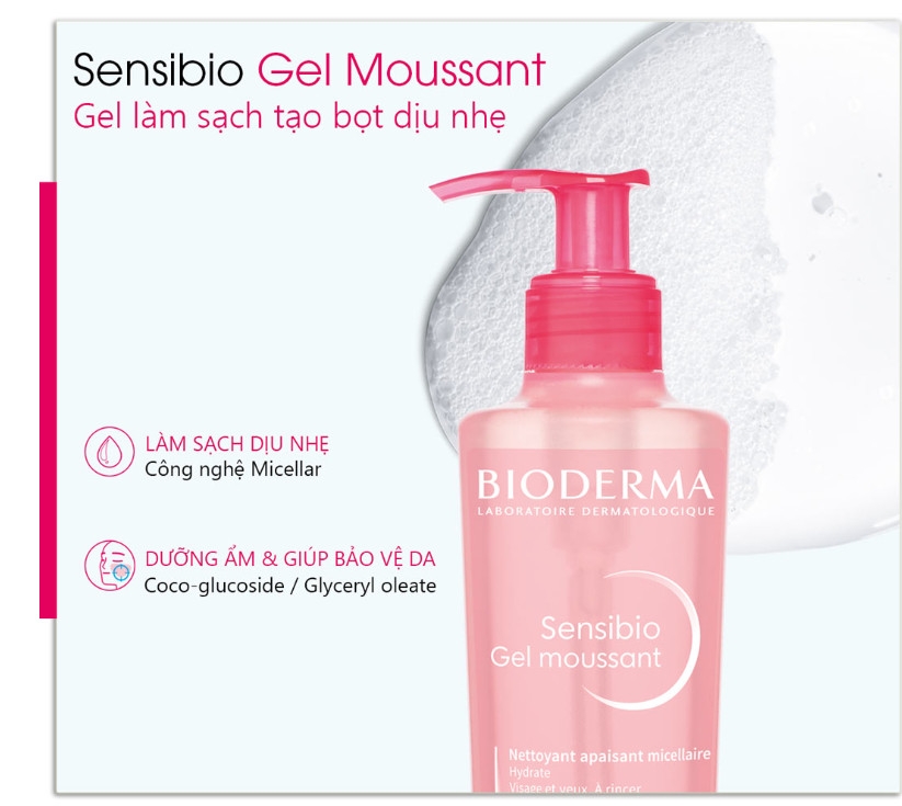 Combo Kem Dưỡng Bioderma Cấp Ẩm Và Làm Dịu Cho Da Nhạy Cảm 40ml + Gel Rửa Mặt 45ml