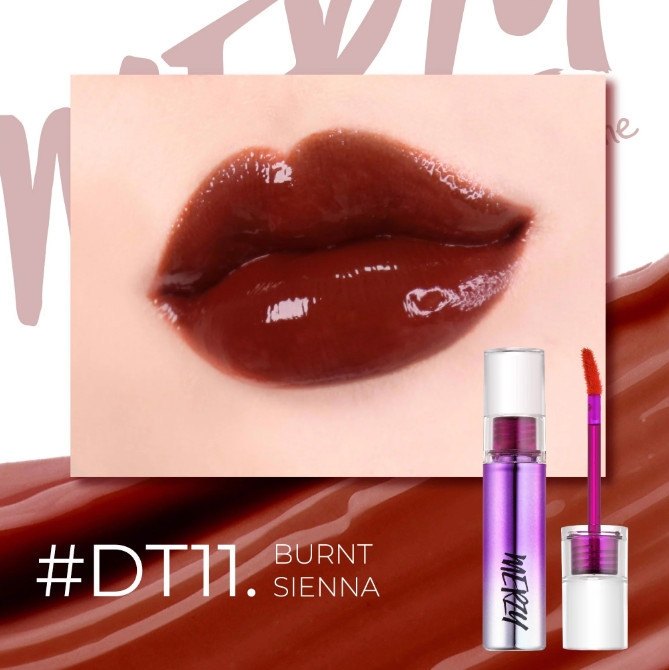 Son Tint Bóng Siêu Lì, Cho Đôi Môi Căng Mọng Merzy Aurora Dewy Tint 5.5g #DT11 Đỏ Chili Ánh Nâu Trầm