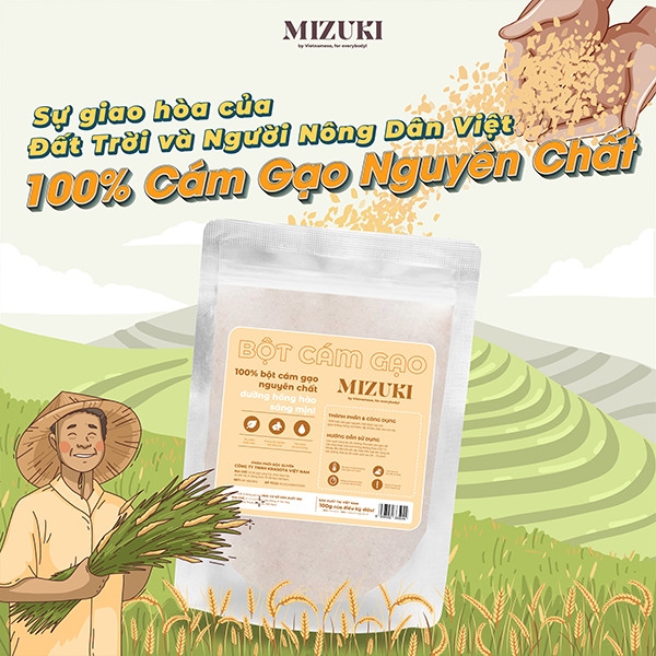 Bột Cám Gạo Mizuki 100% Nguyên Chất Giúp Sáng Mịn 100g