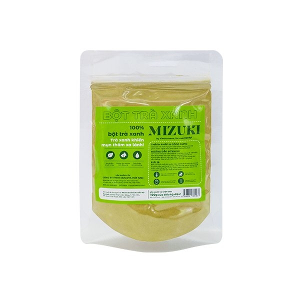 Bột Trà Xanh Mizuki 100% Nguyên Chất Giúp Giảm Thâm Mụn 100g