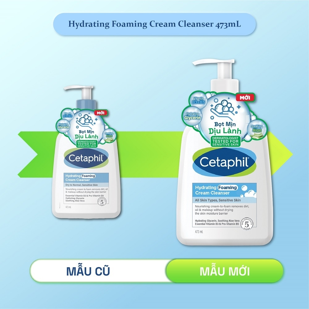Sữa Rửa Mặt Cetaphil Tạo Bọt Dịu Lành Cho Da Nhạy Cảm - Có Bọt