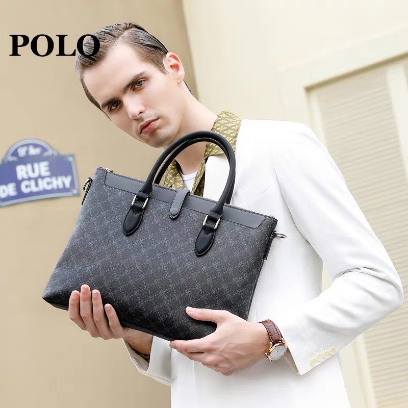 Polo Business Briefcase Type Large Capacity Retro Printing Laptop Bag [PL380280]