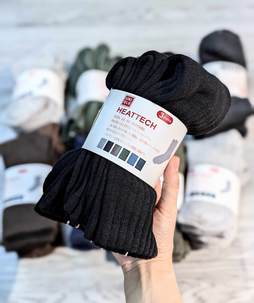 Uniqlo Heattech Socks 3 Pairs Black [UNQ-03]