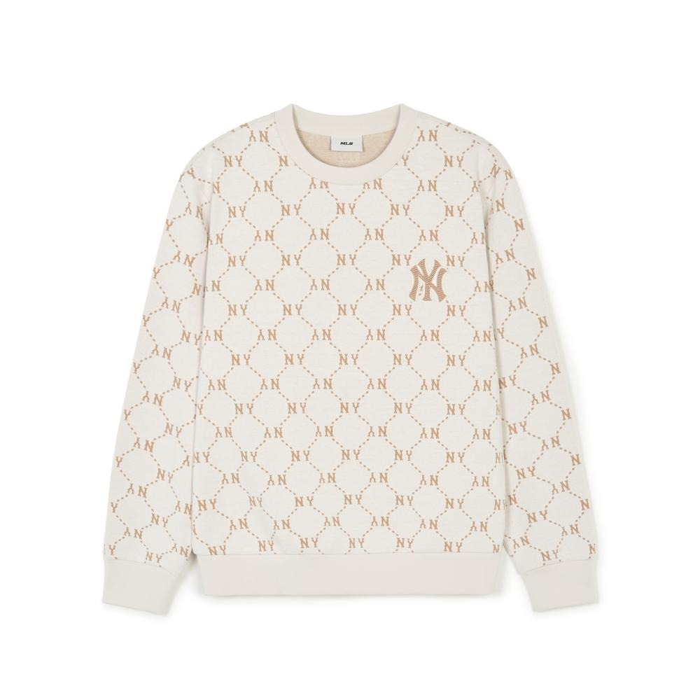 MLB Sweatshirts Jacquard Dia Monogram NY Cream [3AMTM0141-50CRS]