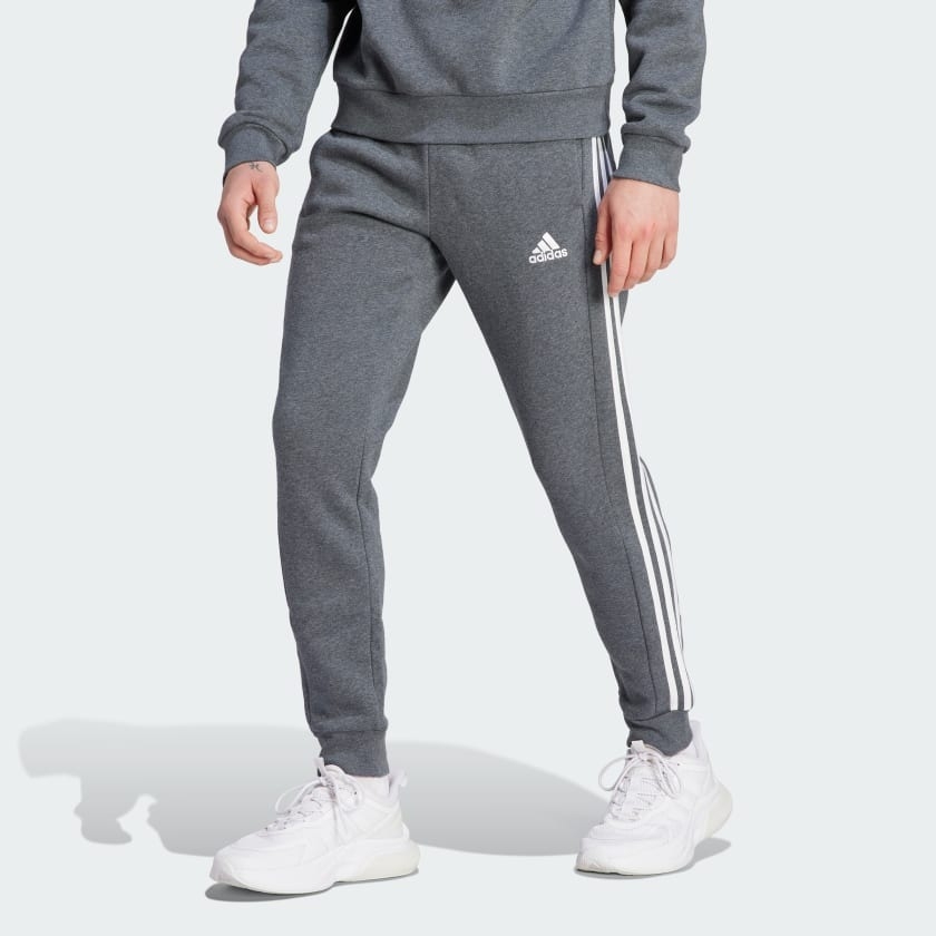 Adidas Essentials Fleece 3-Stripes Tapered Cuff Pants Black [IJ8884]