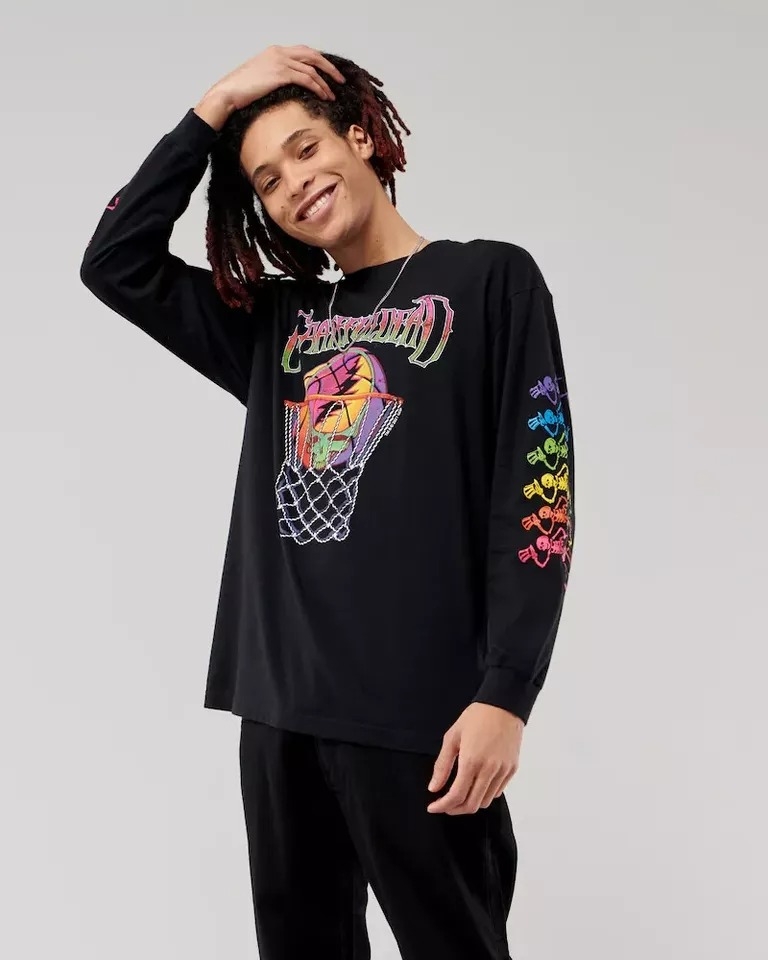 Hollister NBA Gratrful Dead Basketball Tee Black [TNBA-010]