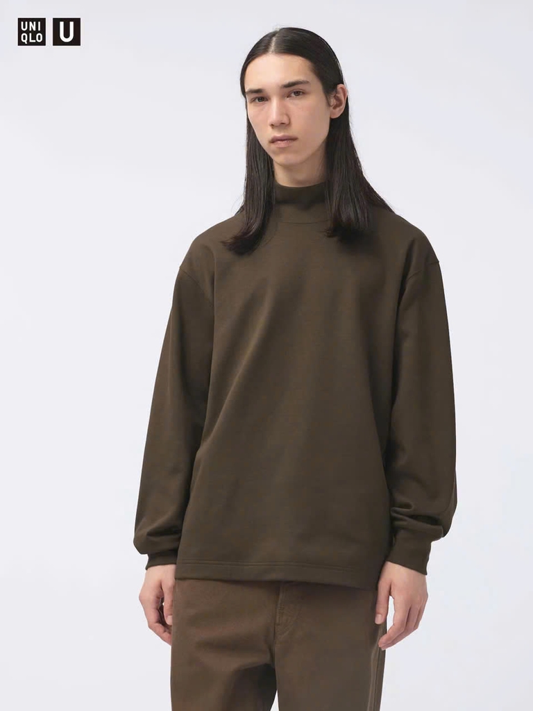 Uniqlo Brushed Lined Mock Neck Dark Brown [4718063]