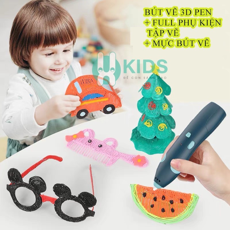 Bút Vẽ 3D Pen Tạo Hình Sáng Tạo Ở Mọi Không Gian Kèm Phụ Kiện Tập