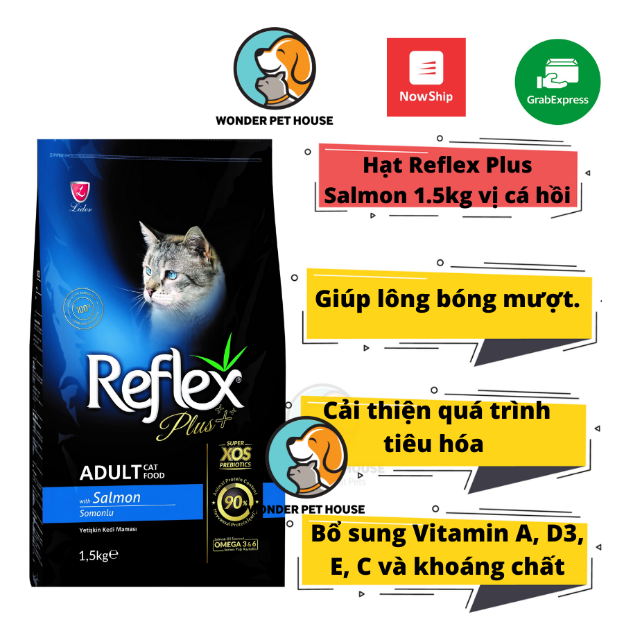 Hạt Reflex Plus Aldult Salmon 1.5kg vị cá hồi cao cấp với công thức cân ...