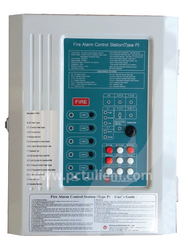 Tủ trung tâm báo cháy 5 kênh Woosung WSTP-05