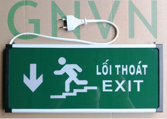 Đèn exit 1 mặt chỉ hướng xuống GNVN