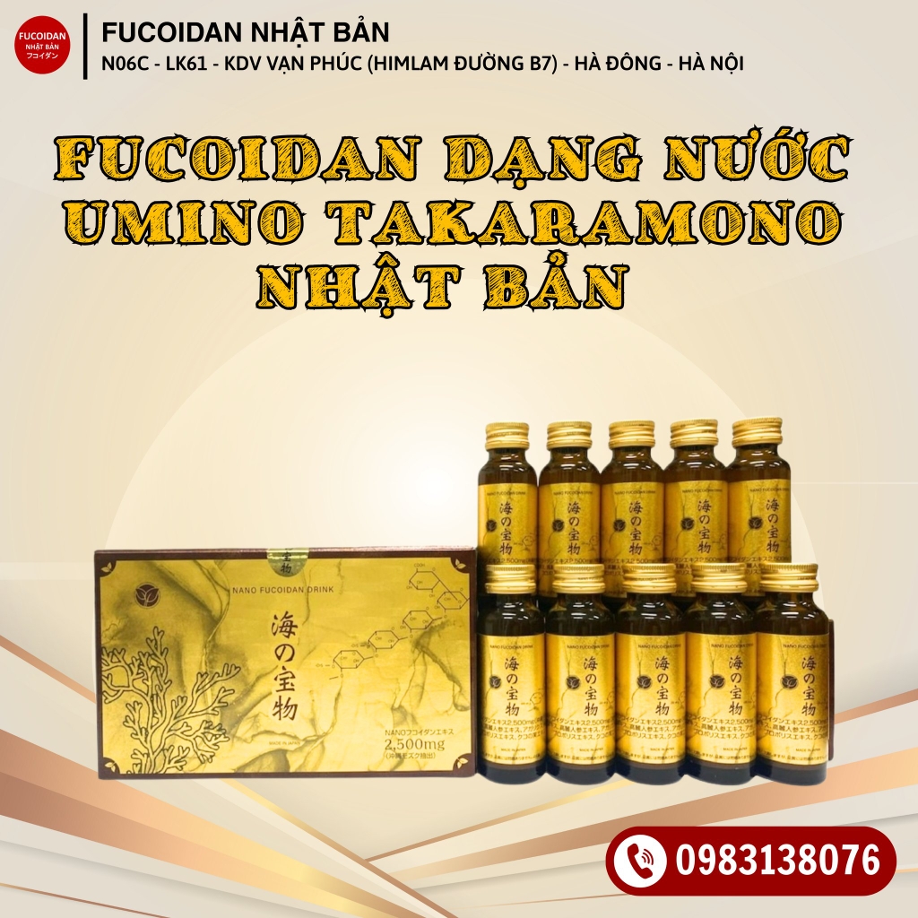 FUCOIDAN UMINO TAKARAMONO DẠNG NƯỚC- HỖ TRỢ PHÒNG VÀ ĐIỀU TRỊ UNG THƯ