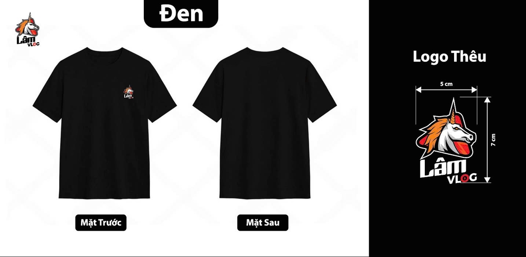 Áo T-Shirt Cotton Lâm Vlog  270 GSM Oversized Logo Thêu Chỉ Xịn Cao Cấp Bóng Mịn