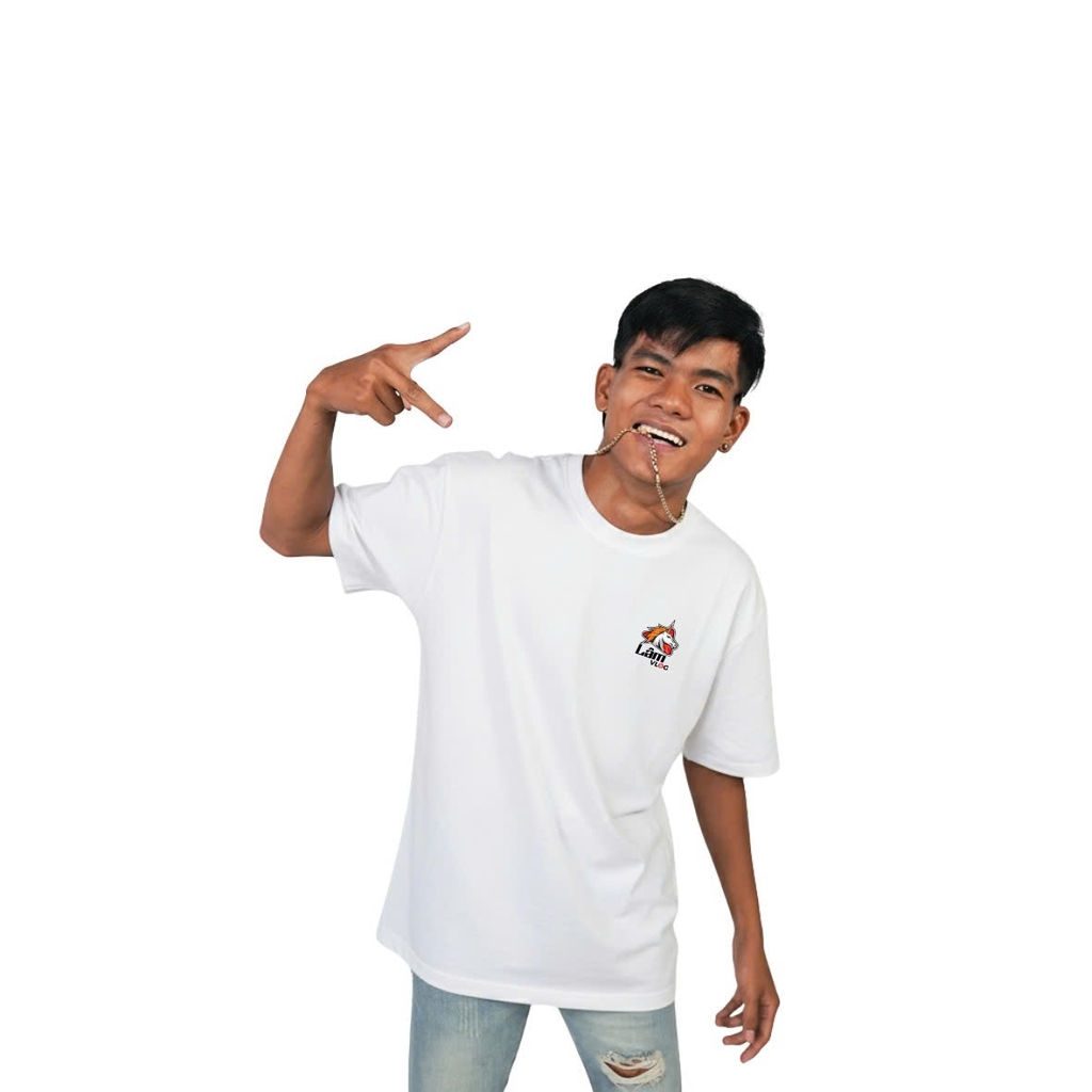 Áo T-Shirt Cotton Lâm Vlog  270 GSM Oversized Logo Thêu Chỉ Xịn Cao Cấp Bóng Mịn